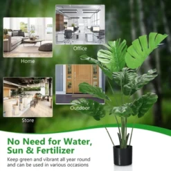 Costway 4FT Artificial Monstera Deliciosa Plant Palm Tree W/ Cement-Filled Pot Indoor Outdoor -Costway GUEST 9f8bd10b dc32 4494 bc08 c4c238d79241