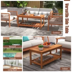 Costway Patio Coffee Table 2-Tier Outdoor Side Rectangle Side Table Solid Wood Porch -Costway GUEST 9feba0bf 8600 4e92 9e8b 4f17425f7461