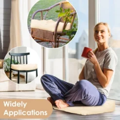 Costway 2 PCS 21'' X 21'' Patio Chair Seat Cushion Pads Indoor/Outdoor Brown/Red/Beige/Navy/Turquoise/Multicolor -Costway GUEST 9ffb387b 42cc 441e 852d 2ced530a3f97