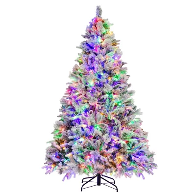 Costway 4.5 FT/6FT/7ft Pre-Lit Snow Flocked Christmas Tree Hinged Xmas Tree With8 Modes 160/240/320 Lights 14 Costway 4.5 FT/6FT/7ft Pre-Lit Snow Flocked Christmas Tree Hinged Xmas Tree With8 Modes 160/240/320 Lights - Image 12