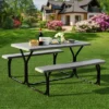 Costway Picnic Table Bench Set Outdoor Camping Backyard Garden Patio Party All Weather Gray/Green 1 Costway Picnic Table Bench Set Outdoor Camping Backyard Garden Patio Party All Weather Gray/Green -Costway GUEST a020ad4a 662a 45e9 9a6e 8151bb4f77bb