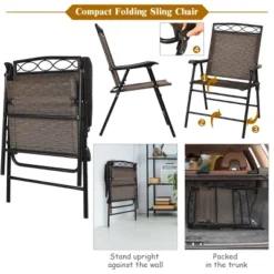 Costway 3 PCS Bistro Conversation Patio Pub Dining Set W/ 2 Folding Chairs & Glass Table -Costway GUEST a0d18d80 222f 4d50 aaa2 5e930d83bf71