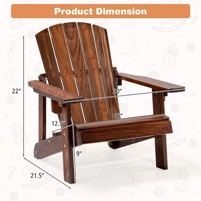Costway 110 LBS Capacity Kid's Adirondack Chair Patio Wood High Backrest Arm Rest 4 Costway 110 LBS Capacity Kid's Adirondack Chair Patio Wood High Backrest Arm Rest - Image 2