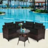 Costway 4PCS Outdoor Patio Rattan Furniture Set Cushioned Sofa Table TurquoiseBlackNavyRed -Costway GUEST a1191040 eed7 4c56 b7eb 934a3fe2a39c
