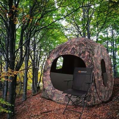 Costway Swivel Hunting Chair Foldable Mesh Chair W/ Armrests For Outdoor Activities 4 Costway Swivel Hunting Chair Foldable Mesh Chair W/ Armrests For Outdoor Activities - Image 2