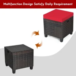 Costway 2PCS Patio Rattan Ottoman Cushioned Seat Foot Rest Coffee Table Red -Costway GUEST a1859c0e c3d6 4a74 8c53 2d248e0fe2cf