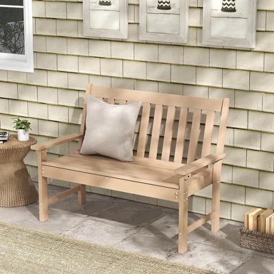 Costway Garden Bench All-Weather HDPE 2-Person Outdoor Bench For Front Porch Backyard Black/White/Gray/Beige 6 Costway Garden Bench All-Weather HDPE 2-Person Outdoor Bench For Front Porch Backyard Black/White/Gray/Beige - Image 4