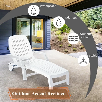 Costway Patio Lounge Chair Chaise Adjust Recliner Weather Resistant Wheel 5 Costway Patio Lounge Chair Chaise Adjust Recliner Weather Resistant Wheel - Image 3