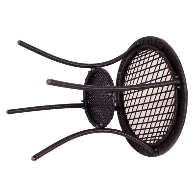 Costway Round Rattan Wicker Coffee Table Glass Top Steel Frame Patio Furni W/Lower Shelf 5 Costway Round Rattan Wicker Coffee Table Glass Top Steel Frame Patio Furni W/Lower Shelf - Image 3