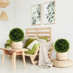 Costway 2 PCS 18"/20" Artificial Cedar Topiary Balls Sun-protective Round Greenery Bushes -Costway GUEST a2086ea6 c4c6 4813 ad1e f0f8fdd0fe8a