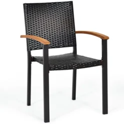 Costway Set Of 4 Outdoor Patio PE Rattan Dining Chairs Armrest Stackable Garden 19 Costway Set Of 4 Outdoor Patio PE Rattan Dining Chairs Armrest Stackable Garden -Costway GUEST a2406db0 2c68 4c94 97f8 d77c64b0a010