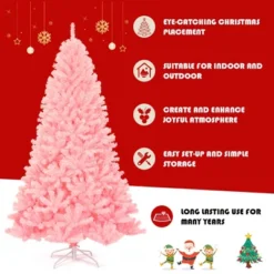 Costway 7.5Ft Hinged Artificial Christmas Tree Full Fir Tree New PVC W/ Metal Stand Pink 14 Costway 7.5Ft Hinged Artificial Christmas Tree Full Fir Tree New PVC W/ Metal Stand Pink -Costway GUEST a270bb87 ae28 41f4 a391 556e98a7e62b