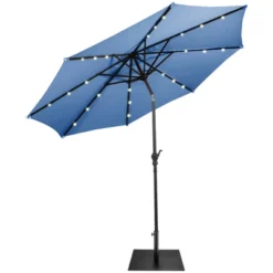 Costway 9ft Market Patio Umbrella W/Solar Lights & 40 LBS Steel Umbrella Stand -Costway GUEST a30c7141 04a0 4ef3 a91a 321e51c3f978