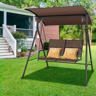 Costway Patio Porch Swing Glider 2 Seat Soft Cushion Adjustable Canopy Outdoor Garden 3 Costway Patio Porch Swing Glider 2 Seat Soft Cushion Adjustable Canopy Outdoor Garden