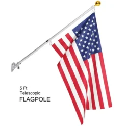 Costway American Flag Kit Wall Mount 5 Ft Spinning Pole 3'x5' US Flag Gold Ball Aluminum -Costway GUEST a351cd6d 3c00 43e6 844e 889de2a899bf