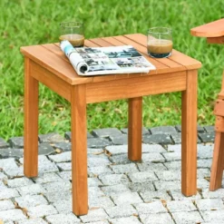 Costway 2PCS Wooden Square Side End Table Patio Coffee Bistro Table Indoor Outdoor Natural -Costway GUEST a3e17b27 c81c 46bf aa55 1c1ed2467c46
