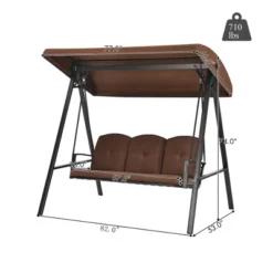 Costway Outdoor 3-Seat Porch Swing With Adjust Canopy And Cushions GrayBrown 15 Costway Outdoor 3-Seat Porch Swing With Adjust Canopy And Cushions GrayBrown -Costway GUEST a3e269ec 593d 4119 89b9 63f47935ee9b