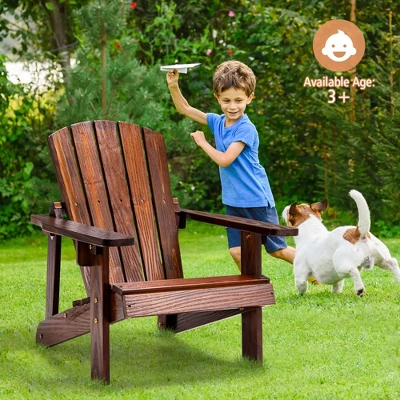 Costway 110 LBS Capacity Kid's Adirondack Chair Patio Wood High Backrest Arm Rest 3 Costway 110 LBS Capacity Kid's Adirondack Chair Patio Wood High Backrest Arm Rest