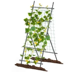 Costway 74" Garden Cucumber Trellis For Plant Climbing With PE-Coated Frame, Trellis Net -Costway GUEST a41495ac 8615 4e70 8f14 a33877474ca4