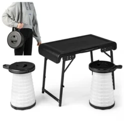 Costway 3-Piece Folding Table Stool Set With A Camping Table & 2 Retractable LED Stools 19 Costway 3-Piece Folding Table Stool Set With A Camping Table & 2 Retractable LED Stools -Costway GUEST a44fd9a3 22f4 4b34 8f58 843ad0c1fda1