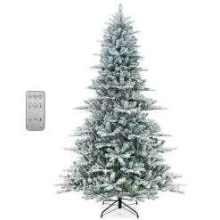 Costway 6/7/8 FT Snow Flocked Artificial Christmas Tree With 661/1119/1447 PVC & PE Tips 500/620/800 LED Lights -Costway GUEST a47c292c 20a3 4369 9065 75d9f04ed572