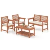Costway 4 PCS Patio Conversation Set With Soft Seat Cushions 2-Tier Rectangle Coffee Table -Costway GUEST a4e7cdc5 7977 485f a454 181af67ac964
