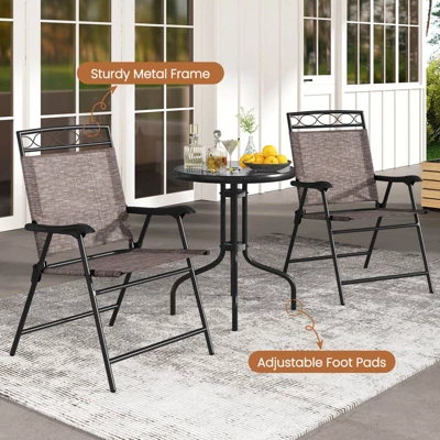 Costway 3 PCS Outdoor Bistro Dining Furniture Set With 1.57" Umbrella Hole Rippled 8 Costway 3 PCS Outdoor Bistro Dining Furniture Set With 1.57" Umbrella Hole Rippled - Image 6