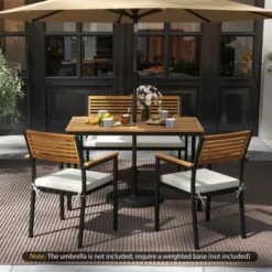 Costway 4 PCS Patio Furniture Set With Acacia Wood & Metal Frame Umbrella 1 Table -Costway GUEST a59e2355 7c38 474b 9bd5 05835af563f5