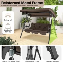 Costway 3-Seat Patio Porch Swing WithAdjustable Canopy Soft Seat Back Cushions Side Tables Brown/Grey 20 Costway 3-Seat Patio Porch Swing WithAdjustable Canopy Soft Seat Back Cushions Side Tables Brown/Grey -Costway GUEST a5cc3063 e654 4f72 b14e 65c5071a735d