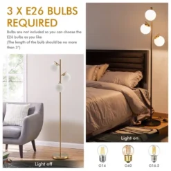 Costway 3-Globe Floor Lamp Modern Freestanding Lamp Living Room w/Foot Switch -Costway GUEST a5d7d3da 4da8 489d 8f19 d99f92127fb6