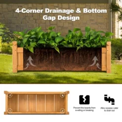 Costway Wooden Rectangular Planter Box Raised Garden Bed For Plants With 4 Corner Drainage 14 Costway Wooden Rectangular Planter Box Raised Garden Bed For Plants With 4 Corner Drainage -Costway GUEST a5e3981a 5cc9 49a6 9acd f2e43974b7e3