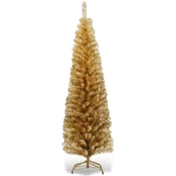 Costway 6FT Tinsel Tree Slim Pencil Christmas Tree Silver Champagne Goldblue -Costway GUEST a5ed0c04 b7c8 4186 aa3c e073e34c5faf