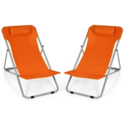 Costway Set Of 2 Beach Chair Portable 3-Position Lounge Chair W/ Headrest BlueGreenOrange 24 Costway Set Of 2 Beach Chair Portable 3-Position Lounge Chair W/ Headrest BlueGreenOrange -Costway GUEST a63980b5 b231 4e3d bf2c 4fcc87b2dfa8