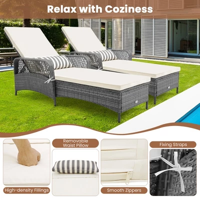 Costway Outdoor Chaise Lounge Chair Patio Recliner With 6-Level Backrest Cushion & Pillow 8 Costway Outdoor Chaise Lounge Chair Patio Recliner With 6-Level Backrest Cushion & Pillow - Image 6