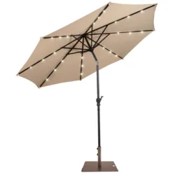 Costway 10ft Solar Lights Patio Umbrella Outdoor W/ 50 LBS Movable Umbrella Stand Red -Costway GUEST a66be301 a53d 436a 868b 53ec05949543