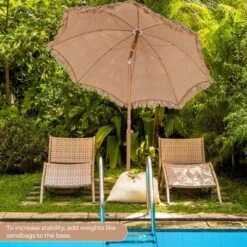 Costway 6.5 FT Hula Thatched Tiki Beach Umbrella 30° Tilting Hawaiian Style Umbrella Natural -Costway GUEST a6724d84 6aaa 4ad9 80a1 1a239ee259f4