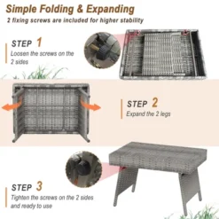 Costway Patio Folding Rattan Wicker Side Table End Coffee Table Portable Garden Mix Grey 17 Costway Patio Folding Rattan Wicker Side Table End Coffee Table Portable Garden Mix Grey -Costway GUEST a6997149 0ed3 40ab 9972 843c04705cd9
