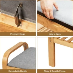 Costway Shoe Rack Bench Bamboo W/Cushioned Seat&Storage Shelf Padded Seat Shoe Bench -Costway GUEST a6c5a24d f4de 4007 bf09 61064e90adba