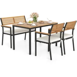 Costway 4 PCS Patio Furniture Set With Acacia Wood & Metal Frame Umbrella 1 Table -Costway GUEST a6c61121 d143 4efd 9929 4b5c1086ca3a