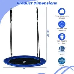Costway 40'' Saucer Tree Swing 660 LBS For Kids Adults Outdoor With LED Lights Rainbow Color/Blue 21 Costway 40'' Saucer Tree Swing 660 LBS For Kids Adults Outdoor With LED Lights Rainbow Color/Blue -Costway GUEST a6cd94b4 6fec 4f47 9e7b 7373ed1bf025