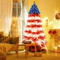 Costway 7.5 FT Patriotic Pre-Lit Artificial Christmas Tree With 1341 Branch Tips 480 Lights -Costway GUEST a713df80 167b 4165 8bae f0e381896789