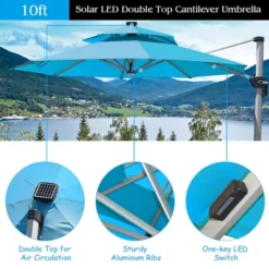 Costway 10ft Solar LED Patio Umbrella 360Degree Rotation W/USB Turquoise 19 Costway 10ft Solar LED Patio Umbrella 360Degree Rotation W/USB Turquoise -Costway GUEST a7297e60 7b17 4a18 a374 b2fcdc33c610