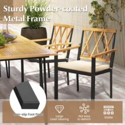 Costway 7 PCS Patio Acacia Wood Dining Set With Soft Seat Cushions Umbrella Hole Outdoor -Costway GUEST a72c8d9d 4656 449c a3ca f5cd2439d846