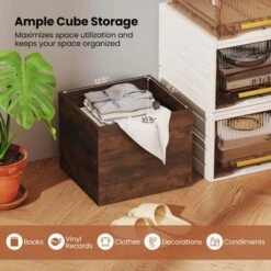 Costway 1/2/4 PCS Cube Storage Organizer Stackable Open Book Shelf For Small Space Storage System Brown/White -Costway GUEST a743fe52 80b4 4c48 a54f 21e729d60942