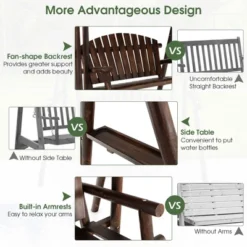 Costway 2 Person Wooden Garden Swing Bench Chair W/ Adjustable Canopy For Garden Porch -Costway GUEST a748152d add1 4950 bb9a 5a75e43d2ff6