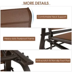 Costway 2-Person Patio Swing Glider Bench Loveseat Rocking Chair High Back Deck -Costway GUEST a76cc80a 2e10 4270 bb20 140b0dcbaf21