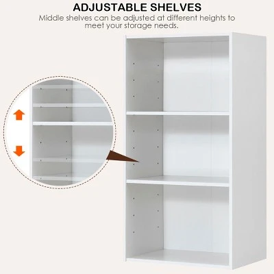 Costway 3 Tier Open Shelf Bookcase Multi-functional Storage Display Cabinet Furni White 8 Costway 3 Tier Open Shelf Bookcase Multi-functional Storage Display Cabinet Furni White - Image 6