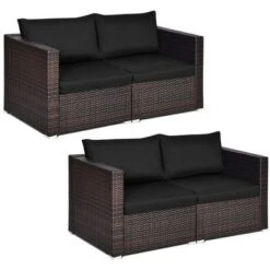 Costway 4PCS Patio Rattan Corner Sofa Sectional Furniture SetBlueBeigeNavy Cushion -Costway GUEST a833d072 45d8 4b6f a4cf 24d9e17a2f6b