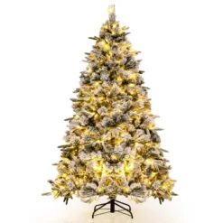 Costway 6/7 FT Pre-Lit Flocked Christmas Tree Hinged Xmas Decoration With 250/300 LED Lights -Costway GUEST a83c92b4 6dc7 41c0 a1a3 fcd18825fa88