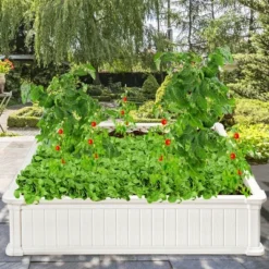 Costway 48.5'' Raised Garden Bed Square Plant Box Planter Flower Vegetable White -Costway GUEST a845f761 ef78 4fde 80c1 3c6912135e78